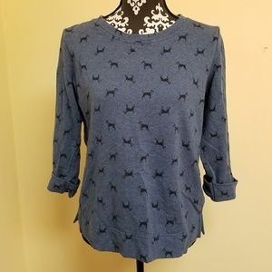 👻Karen Scott Sport Cuffed Dog Print Shirt, sz S